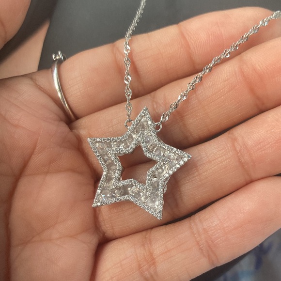 Star 925 sterling silver necklace cz - Picture 6 of 8
